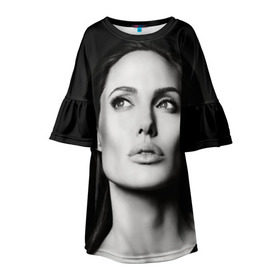 Детское платье 3D с принтом Анжелина Джоли в Курске, 100% полиэстер | прямой силуэт, чуть расширенный к низу. Круглая горловина, на рукавах — воланы | angelina jolie | американская актриса | анжелина джоли | режиссёр | фотомодель | ценарист