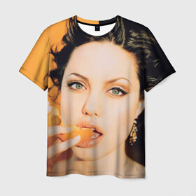 Мужская футболка 3D с принтом Анжелина Джоли в Курске, 100% полиэфир | прямой крой, круглый вырез горловины, длина до линии бедер | Тематика изображения на принте: angelina jolie | американская актриса | анжелина джоли | режиссёр | фотомодель | ценарист