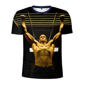 Мужская футболка 3D спортивная с принтом Джейсон Стэйтем в Курске, 100% полиэстер с улучшенными характеристиками | приталенный силуэт, круглая горловина, широкие плечи, сужается к линии бедра | jason statham | актёр | английский | джейсон стэйтем