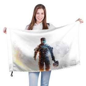 Флаг 3D с принтом Isaac Clark в Курске, 100% полиэстер | плотность ткани — 95 г/м2, размер — 67 х 109 см. Принт наносится с одной стороны | dead | horror | isaac clark | space | игра | космос