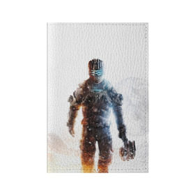 Обложка для паспорта матовая кожа с принтом Isaac Clark в Курске, натуральная матовая кожа | размер 19,3 х 13,7 см; прозрачные пластиковые крепления | dead | horror | isaac clark | space | игра | космос