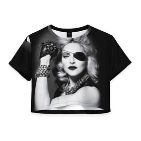 Женская футболка 3D укороченная с принтом Мадонна в Курске, 100% полиэстер | круглая горловина, длина футболки до линии талии, рукава с отворотами | madonna louise ciccone | автор песен | актриса | американская певица | мадонна луиза чикконе | писательница | продюсер | танцовщица