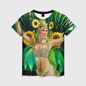 Женская футболка 3D с принтом Карнавал в Рио в Курске, 100% полиэфир ( синтетическое хлопкоподобное полотно) | прямой крой, круглый вырез горловины, длина до линии бедер | бразилия