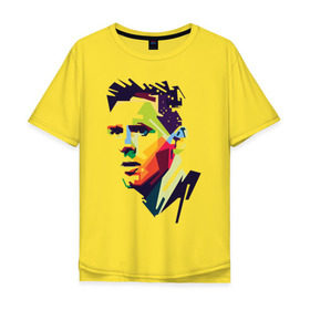 Мужская футболка хлопок Oversize с принтом Леонель Месси в Курске, 100% хлопок | свободный крой, круглый ворот, “спинка” длиннее передней части | argentina | messi | wpap | аргентина | лео | лионель