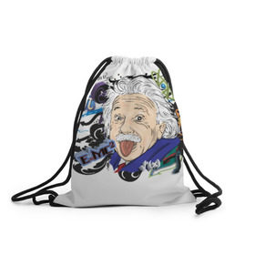 Рюкзак-мешок 3D с принтом Einstein в Курске, 100% полиэстер | плотность ткани — 200 г/м2, размер — 35 х 45 см; лямки — толстые шнурки, застежка на шнуровке, без карманов и подкладки | einstein | emc2 | наука | теория | физика | эйнштейн