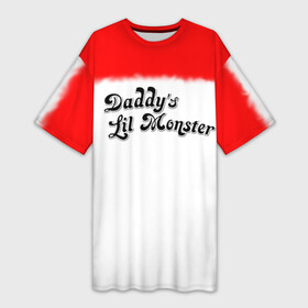 Платье-футболка 3D с принтом Daddys lil monster в Курске,  |  | harley | quinn |  арлекин | квин | квинн | комиксы | отряд | харли | харликвин