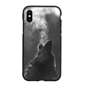 Чехол для iPhone XS Max матовый с принтом Воющий волк в Курске, Силикон | Область печати: задняя сторона чехла, без боковых панелей | animal