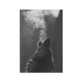 Обложка для паспорта матовая кожа с принтом Воющий волк в Курске, натуральная матовая кожа | размер 19,3 х 13,7 см; прозрачные пластиковые крепления | Тематика изображения на принте: animal