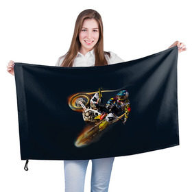 Флаг 3D с принтом Motorcycle Racing в Курске, 100% полиэстер | плотность ткани — 95 г/м2, размер — 67 х 109 см. Принт наносится с одной стороны | motocross | motorcycle racing | мотоцикл