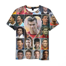 Мужская футболка 3D с принтом Гарет Бэйл - лучший в Курске, 100% полиэфир | прямой крой, круглый вырез горловины, длина до линии бедер | gareth bale | гарет бэйл | лучшие футболисты | любимые игроки | самые крутые | сердце | футбол | я люблю