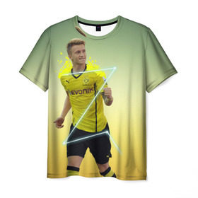 Мужская футболка 3D с принтом Marco Reus в Курске, 100% полиэфир | прямой крой, круглый вырез горловины, длина до линии бедер | marco | reus | боруссия | германия | дортмунд | марко