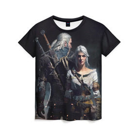 Женская футболка 3D с принтом Geralt and Ciri в Курске, 100% полиэфир ( синтетическое хлопкоподобное полотно) | прямой крой, круглый вырез горловины, длина до линии бедер | ciri | gerald | roach | wild hunt | witcher | ведьмак | ведьмы | геральд | дикая охота | йен | йеннифер | плотва | цири