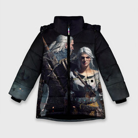 Зимняя куртка для девочек 3D с принтом Geralt and Ciri в Курске, ткань верха — 100% полиэстер; подклад — 100% полиэстер, утеплитель — 100% полиэстер. | длина ниже бедра, удлиненная спинка, воротник стойка и отстегивающийся капюшон. Есть боковые карманы с листочкой на кнопках, утяжки по низу изделия и внутренний карман на молнии. 

Предусмотрены светоотражающий принт на спинке, радужный светоотражающий элемент на пуллере молнии и на резинке для утяжки. | ciri | gerald | roach | wild hunt | witcher | ведьмак | ведьмы | геральд | дикая охота | йен | йеннифер | плотва | цири