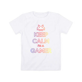 Детская футболка хлопок с принтом KeepCalm im a Gamer | Градиент в Курске, 100% хлопок | круглый вырез горловины, полуприлегающий силуэт, длина до линии бедер | csgo | dota2 | game | keepcalm | keepcalm im a gamergamer