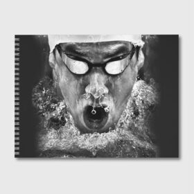 Альбом для рисования с принтом Пловец в Курске, 100% бумага
 | матовая бумага, плотность 200 мг. | Тематика изображения на принте: плавание | спорт