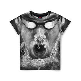 Детская футболка 3D с принтом Пловец в Курске, 100% гипоаллергенный полиэфир | прямой крой, круглый вырез горловины, длина до линии бедер, чуть спущенное плечо, ткань немного тянется | плавание | спорт