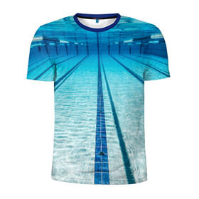 Мужская футболка 3D спортивная с принтом Бассейн в Курске, 100% полиэстер с улучшенными характеристиками | приталенный силуэт, круглая горловина, широкие плечи, сужается к линии бедра | плавание | спорт