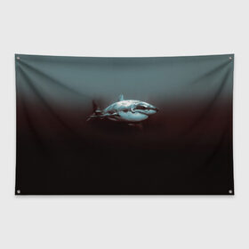 Флаг-баннер с принтом Акула в Курске, 100% полиэстер | размер 67 х 109 см, плотность ткани — 95 г/м2; по краям флага есть четыре люверса для крепления | акула | море | хищник