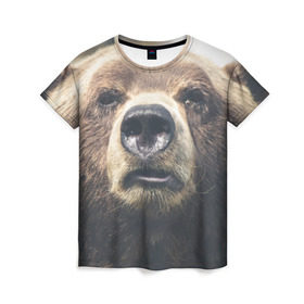 Женская футболка 3D с принтом Русский медведь в Курске, 100% полиэфир ( синтетическое хлопкоподобное полотно) | прямой крой, круглый вырез горловины, длина до линии бедер | медведь | россия | русский | символ | ссср