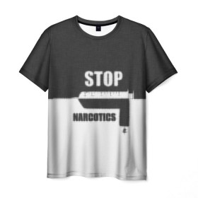 Мужская футболка 3D с принтом Stop narcotics в Курске, 100% полиэфир | прямой крой, круглый вырез горловины, длина до линии бедер | стоп