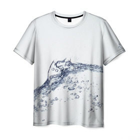 Мужская футболка 3D с принтом Белая вода в Курске, 100% полиэфир | прямой крой, круглый вырез горловины, длина до линии бедер | вода | волна | жидкость | пузырьки