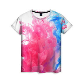 Женская футболка 3D с принтом Взрыв красок в Курске, 100% полиэфир ( синтетическое хлопкоподобное полотно) | прямой крой, круглый вырез горловины, длина до линии бедер | краски | розовый | яркий