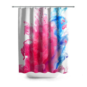 Штора 3D для ванной с принтом Взрыв красок в Курске, 100% полиэстер | плотность материала — 100 г/м2. Стандартный размер — 146 см х 180 см. По верхнему краю — пластиковые люверсы для креплений. В комплекте 10 пластиковых колец | краски | розовый | яркий