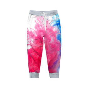 Детские брюки 3D с принтом Взрыв красок в Курске, 100% полиэстер | манжеты по низу, эластичный пояс регулируется шнурком, по бокам два кармана без застежек, внутренняя часть кармана из мелкой сетки | краски | розовый | яркий