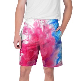 Мужские шорты 3D с принтом Взрыв красок в Курске,  полиэстер 100% | прямой крой, два кармана без застежек по бокам. Мягкая трикотажная резинка на поясе, внутри которой широкие завязки. Длина чуть выше колен | краски | розовый | яркий