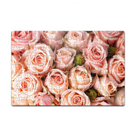 Пазл магнитный 126 элементов с принтом Розовые розы в Курске, полимерный материал с магнитным слоем | 126 деталей, размер изделия —  180*270 мм | Тематика изображения на принте: букет | природа | розы | цветок | цветы