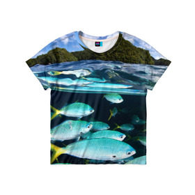 Детская футболка 3D с принтом Подводный мир в Курске, 100% гипоаллергенный полиэфир | прямой крой, круглый вырез горловины, длина до линии бедер, чуть спущенное плечо, ткань немного тянется | вода | море | океан | природа | рыба | рыбы