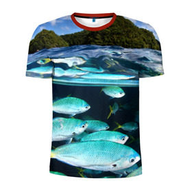 Мужская футболка 3D спортивная с принтом Подводный мир в Курске, 100% полиэстер с улучшенными характеристиками | приталенный силуэт, круглая горловина, широкие плечи, сужается к линии бедра | вода | море | океан | природа | рыба | рыбы