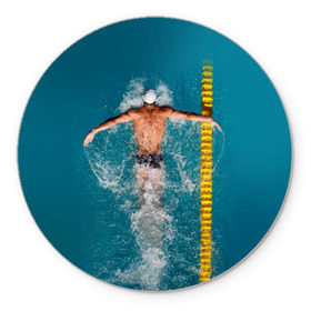 Коврик круглый с принтом Баттерфляй в Курске, резина и полиэстер | круглая форма, изображение наносится на всю лицевую часть | плавание | спорт