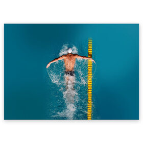 Поздравительная открытка с принтом Баттерфляй в Курске, 100% бумага | плотность бумаги 280 г/м2, матовая, на обратной стороне линовка и место для марки
 | плавание | спорт