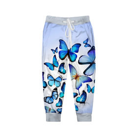 Детские брюки 3D с принтом Бабочки в Курске, 100% полиэстер | манжеты по низу, эластичный пояс регулируется шнурком, по бокам два кармана без застежек, внутренняя часть кармана из мелкой сетки | 8 марта | бабочки | девушкам | подарок