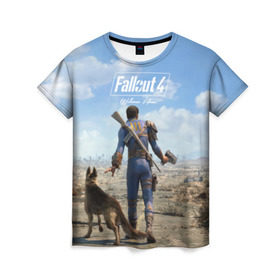 Женская футболка 3D с принтом Fallout 4 в Курске, 100% полиэфир ( синтетическое хлопкоподобное полотно) | прямой крой, круглый вырез горловины, длина до линии бедер | fallout | fallout 4