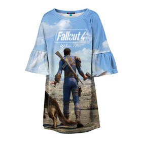 Детское платье 3D с принтом Fallout 4 в Курске, 100% полиэстер | прямой силуэт, чуть расширенный к низу. Круглая горловина, на рукавах — воланы | fallout | fallout 4