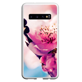 Чехол для Samsung Galaxy S10 с принтом Цветущая вишня в Курске, Силикон | Область печати: задняя сторона чехла, без боковых панелей | Тематика изображения на принте: вишня | дерево | небо | природа | черешня | ягода