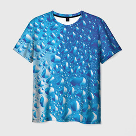 Мужская футболка 3D с принтом Капли воды в Курске, 100% полиэфир | прямой крой, круглый вырез горловины, длина до линии бедер | вода | жидкость | капля | природа | свежесть