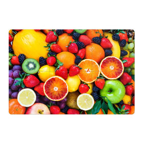Магнитный плакат 3Х2 с принтом Мультифрукт в Курске, Полимерный материал с магнитным слоем | 6 деталей размером 9*9 см | апельсин | ежевика | киви | клубника | лимон | яблоко