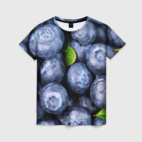 Женская футболка 3D с принтом Черника в Курске, 100% полиэфир ( синтетическое хлопкоподобное полотно) | прямой крой, круглый вырез горловины, длина до линии бедер | дерево | куст | природа | черника | ягода