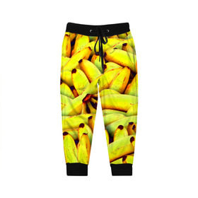 Детские брюки 3D с принтом Банана в Курске, 100% полиэстер | манжеты по низу, эластичный пояс регулируется шнурком, по бокам два кармана без застежек, внутренняя часть кармана из мелкой сетки | бананы | еда | желтые | популярные | прикольные | фрукты