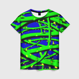Женская футболка 3D с принтом Шипы в Курске, 100% полиэфир ( синтетическое хлопкоподобное полотно) | прямой крой, круглый вырез горловины, длина до линии бедер | колючки | растения | шипы | яркий