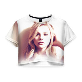 Женская футболка 3D укороченная с принтом Хлоя Грейс Морец в Курске, 100% полиэстер | круглая горловина, длина футболки до линии талии, рукава с отворотами | chloe | moretz | волна | кино | пипец