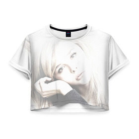 Женская футболка 3D укороченная с принтом Хлоя Морец в Курске, 100% полиэстер | круглая горловина, длина футболки до линии талии, рукава с отворотами | chloe | moretz | волна | кино | пипец