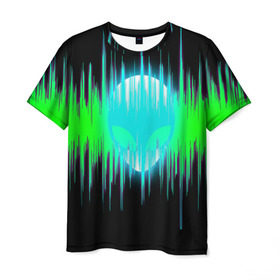 Мужская футболка 3D с принтом Alien в Курске, 100% полиэфир | прямой крой, круглый вырез горловины, длина до линии бедер | alien | звук | инопланетянин | клуб | музыка | пришелец