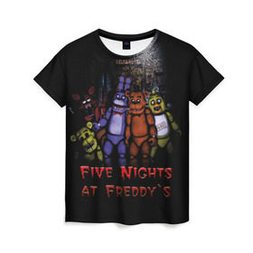 Женская футболка 3D с принтом Five Nights At Freddy`s в Курске, 100% полиэфир ( синтетическое хлопкоподобное полотно) | прямой крой, круглый вырез горловины, длина до линии бедер | five nights at freddys | five nights at freddys по мотивам игрыfreddy | игры | мишка | фнаф | фредди