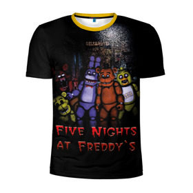 Мужская футболка 3D спортивная с принтом Five Nights At Freddy`s в Курске, 100% полиэстер с улучшенными характеристиками | приталенный силуэт, круглая горловина, широкие плечи, сужается к линии бедра | five nights at freddys | five nights at freddys по мотивам игрыfreddy | игры | мишка | фнаф | фредди