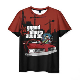 Мужская футболка 3D с принтом GTA 3 в Курске, 100% полиэфир | прямой крой, круглый вырез горловины, длина до линии бедер | auto | grand | gta | theft | гта | игра