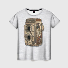 Женская футболка 3D с принтом Фотоаппарат в Курске, 100% полиэфир ( синтетическое хлопкоподобное полотно) | прямой крой, круглый вырез горловины, длина до линии бедер | camera | зеркалка | камера | фотик | фото | фотоаппарат | фотографировать